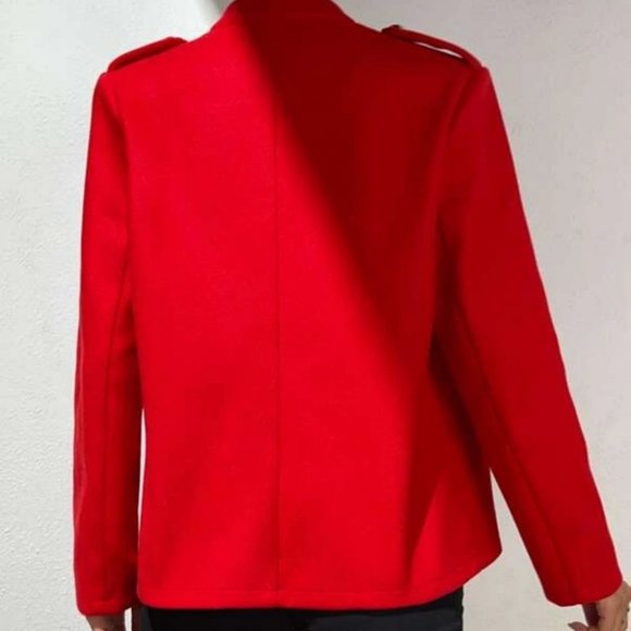 Classy Double Breasted button detailoed Design Overcoat Jacket Red - Picture 3 of 6